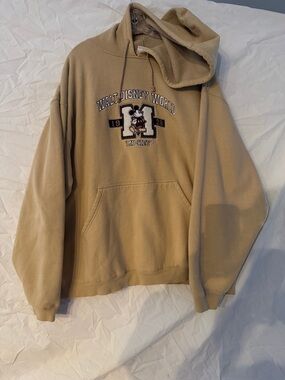Vintage Walt Disney World Mickey Embroidered Tan  Hoodie